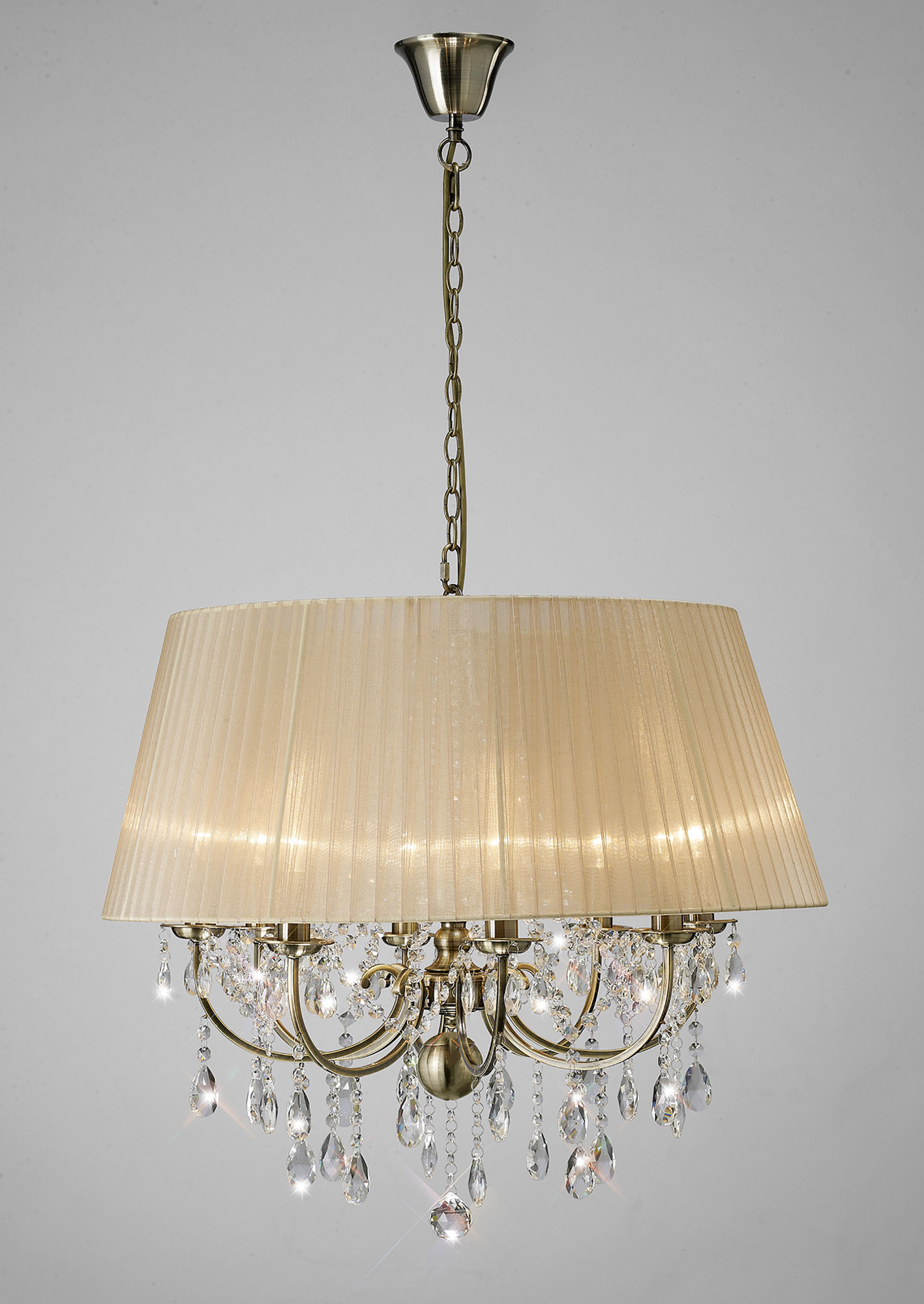 IL30057/SB  Olivia Crystal Pendant 8 Light Antique Brass